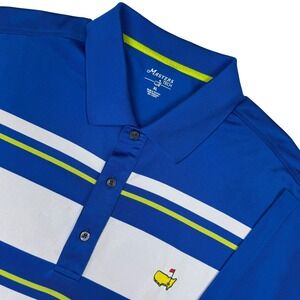Masters Tech Golf Polo Shirt Mens XL Blue Striped Performance Stretch Preppy